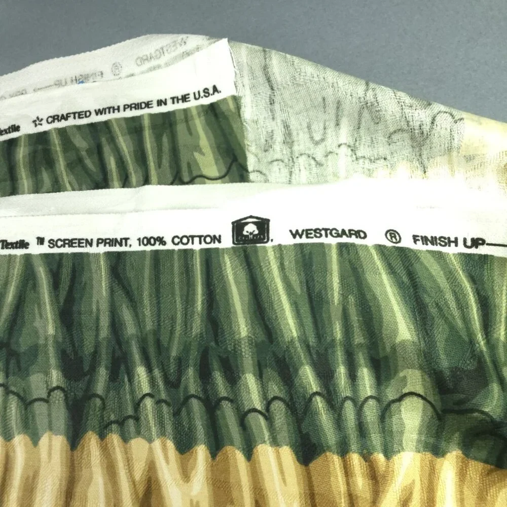 Western Textile Upholstery Fabric Green Gold Screen Print Stripe Tie Dye 2.5 yd